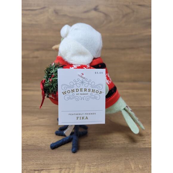 Wondershop Target Fabric Bird Decorative Figurine w/ Red Sweater & Wreath - Fika - Picture 2 of 6
